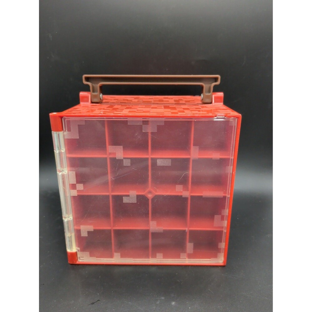 2014 Mattel Minecraft Mini Figure Collector Red/Brown Case Storage Cube